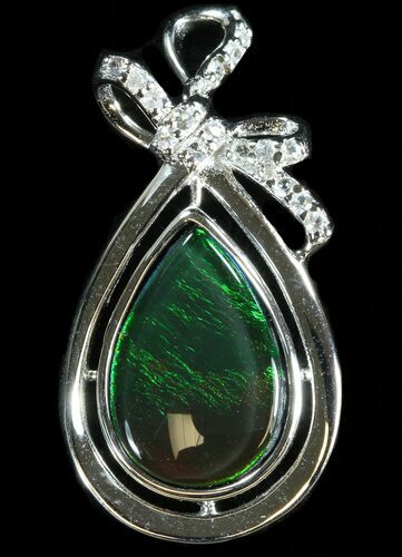 Ammolite Pendant With Sterling Silver & White Sapphires #40172